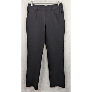 Quince sz PM Ponte Knit Pants black elastic waist stretchy 0798